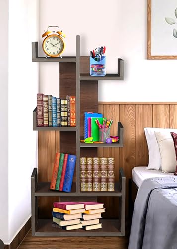 Image of Engineered Wood Bookshelf Multipurpose Home Decor Storage Rack Bookcase Showcase Organizer for Living Room Kitchen (Square 6 Shelf Bookrack) (Brown) DIY(Do-It-Yourself)