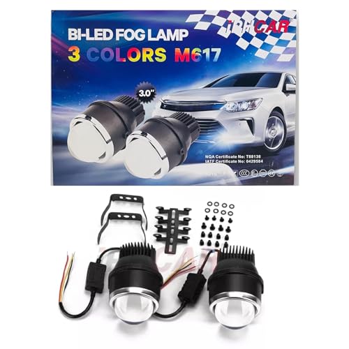 Image of IPH CAR M617 BI-LED TRI COLOR Laser Fog Lamp Projector 3 Inch High /Low beam With Integrated LED | For Car