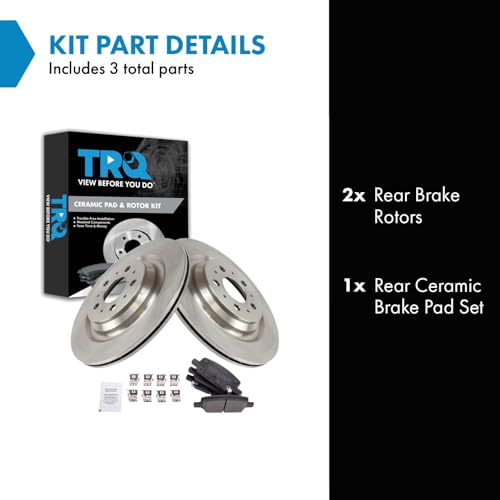 Image of TRQ Rear Brake Pad and Rotor Set Ceramic Compatible with 2017-2020 Tesla 3