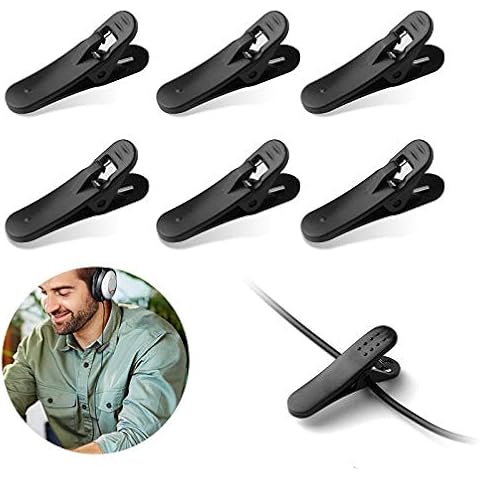 6pcs-Headphone Headset Cable Cord Clip Holder for Clips onto Your Clothing to Keep Earphone/Microphone Cord in Plac(Black Color ) Cover