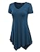 MBJ WT638 Short Sleeve Shirts for Womens Tops Casual V-Neck Summer Clothes Asymmetrical Tunic Blouses XL Teal