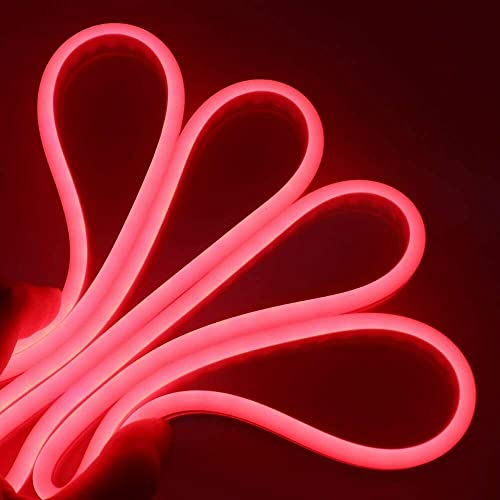 Partenopea® Striscia Strip Led Effetto Neon Flessibile e Tagliabile Tubo 5 Metri DC 12V (ALIMENTATORE NON INCLUSO) Impermeabile IP65 da Esterno e Interno Modellabile (Rossa)