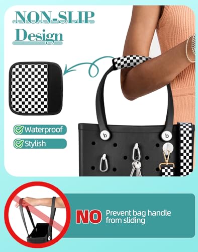 Bag Strap Crossbody Charms for Bogg Bag Accessories - Shoulder Strap Neoprene Luggage Handle Wrap for Suitcases & 2 Key Holders Checkered3