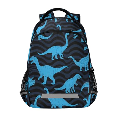 Mochilas para niños pequeños con diseño de dinosaurio, color azul y negro, con bolsa grande para libros para niños morrales escolares para ni?os, mochila escolar para ni?as