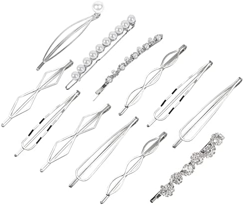 12 Pcs Hair Pins Set,Pearl Hair Clips Geometric Hair Pins Metal Hairpin,Minimalist Hair Styling Jewelry,Wedding Dainty Hair Barrettes Accessories,Bobby Pin for Girl Women