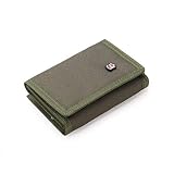 TopTie Mens Trifold Wallets with Zipper Coin Pocket, Canvas Billfold with ID Window-Army Green-1Pcs