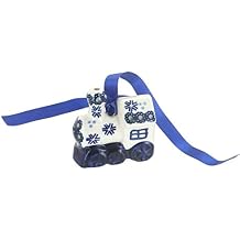 Blue Rose Polish Pottery - Blue Festive Fir Locomotive Ornament - 2.25" x 2.5" - Hand-Painted Collectible Decoration