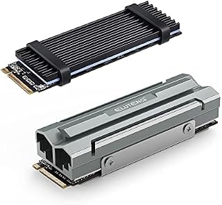 ELUTENG Aluminum M2 SSD Heatsink Nvme 2280 Heat Sink with 4 Silicone Thermal Pads Double-Sided M.2 Heatsink SSD Cooler for PC Computer PS5 M.2 PCIE NVME or SATA SSD, Silver