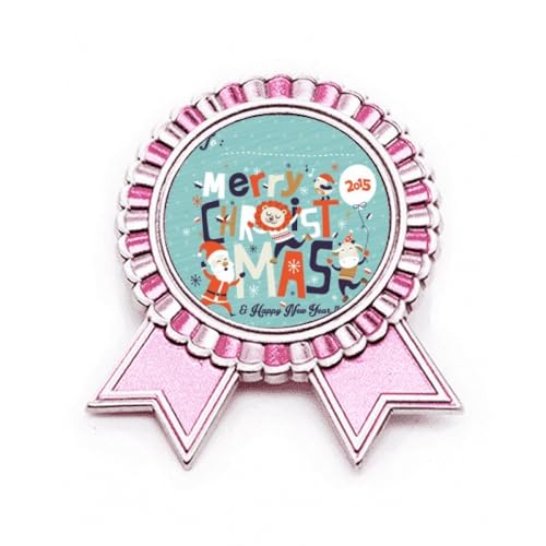 Broche Noël motif arbre et renne rose métal M bijoux fantaisie d'hiver