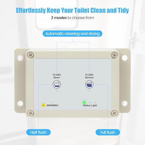 Image of 36387 RV Toilet Switch Panel, Wall Switch with Dual Flush Mode, Auto-Clean, LED Water Indicator, Compatible with Double Button Style Tecma Silence Plus 2006-Present for RV & Marine