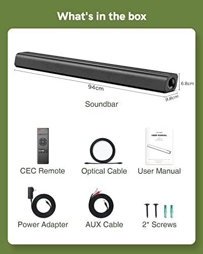 ULTIMEA 120W Soundbar, Sound Bars for TV, Bass Adjustable, 6 EQ Mode Surround Sound System, LED Display, Bluetooth 5.0 Speaker for 4K & HD TV, HDMI-ARC/USB/Optical/AUX