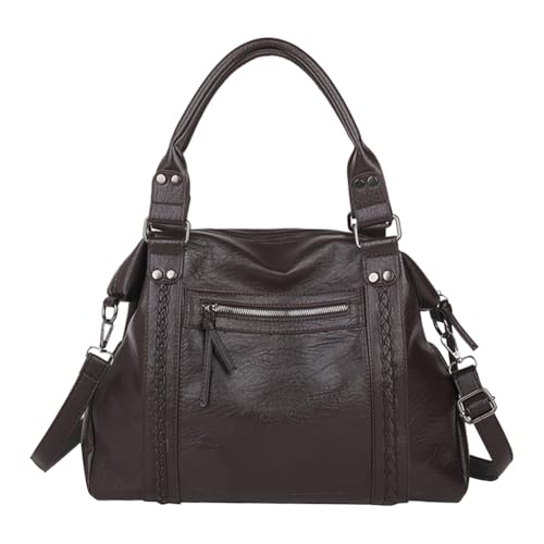 GSenhui Bolso de mano grande para mujer, bolso de la compra, vintage, hobo Bag Slouchy, bolso de mano con asa superior, varios bolsillos, estilo punk, marrón, C3-café