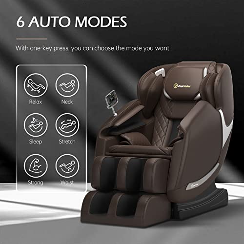 Real Relax Massage Chair, Full Body Zero Gravity Massage Chair With Dual-Core S Track Lcd Remote Bluetooth Heating, Favor-04 Adv Brown #TOP2