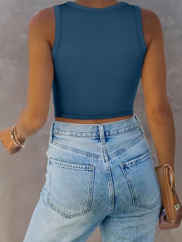 Image of ANRABESS Women Tank Tops High Neck Sleeveless Sexy Cutout Racer Back Going Out Crop Tops Shirts Summer Y2K Outfits