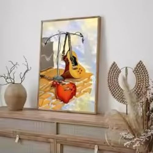 Affiche de films classiques et guitares pour remplacer un poster en papier qui se déchire