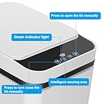 2 Pack Bathroom Trash can,Smart Touchless Trash Can,Automatic Motion Sensor Trash Bin with Lid,2.4 Gallon Garbage Can, Kitchen, Bathroom, Office, Bedroom Trash can (White+White) - Image 4