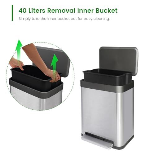 Caneca de basura rectangular de 30 litros plateada miniatura 2