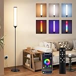 FRIDEKO HOME Floor Lamp, Smart RGBCW LED Color Changing Floor Lamps for Living Room & Gaming Decor, Standing Lamp with App & Remote Control, Tall Corner Lamp for Bedroom Party,12W 1500LM, Black