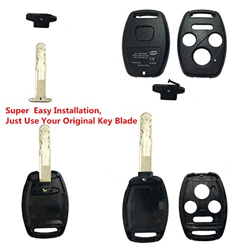 Horande Replacement Keyless Entry Key Fob Cover Fit for Honda 2003-2012 Accord CR-V Ridgeline Civic Remote Control Key 4 Buttons Replacement Car Key Shell Case Blank