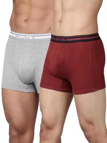 Image of Levi's 003 Classic Trunk for Men | 100% Pure Cotton | Solid | Durable Comfort | Breathable Men's Underwear | Anti-Roll Waistband | Extra Supportive Gusset | No Ride-Up Leg Fit | Pack of 2