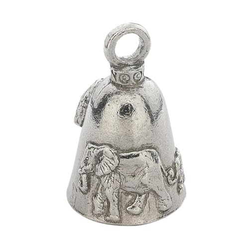 Image of Guardian Bell Elephant Good Luck Bell w /Keyring & Black Velvet Gift Bag | Motorcycle Bell | Lead-Free Pewter | Good Luck Gift to Friends & Family | Bike Bell | Made in USA