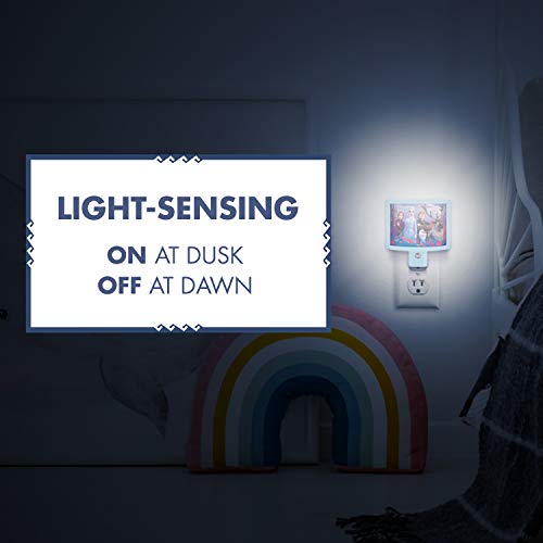 Image of Disney Frozen Wrap Shade LED Night Light, Plug-in, Dusk to Dawn, Girls Bedroom Decor, UL-Listed, Ideal for Nursery, Bathroom, 46276 (Pack of 12)
