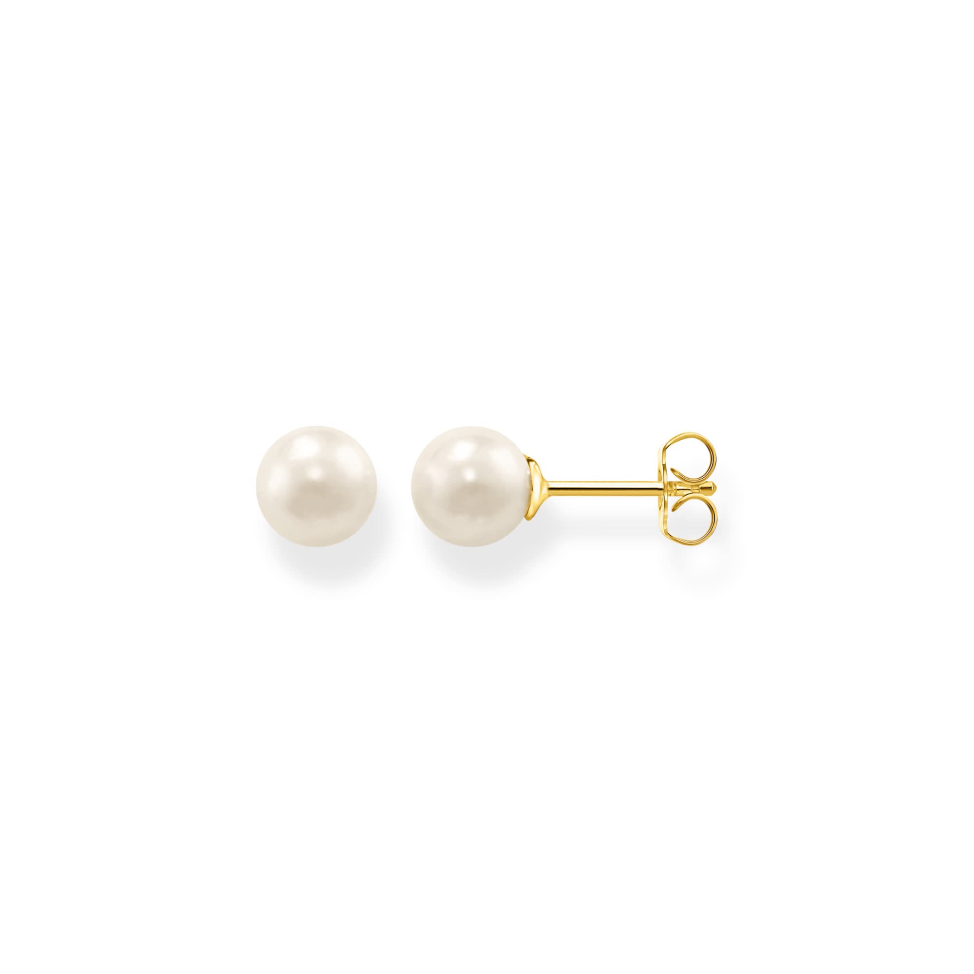 THOMAS SABO Ear studs pearl gold 925 Sterling Silver, 18k Yellow Gold Plating