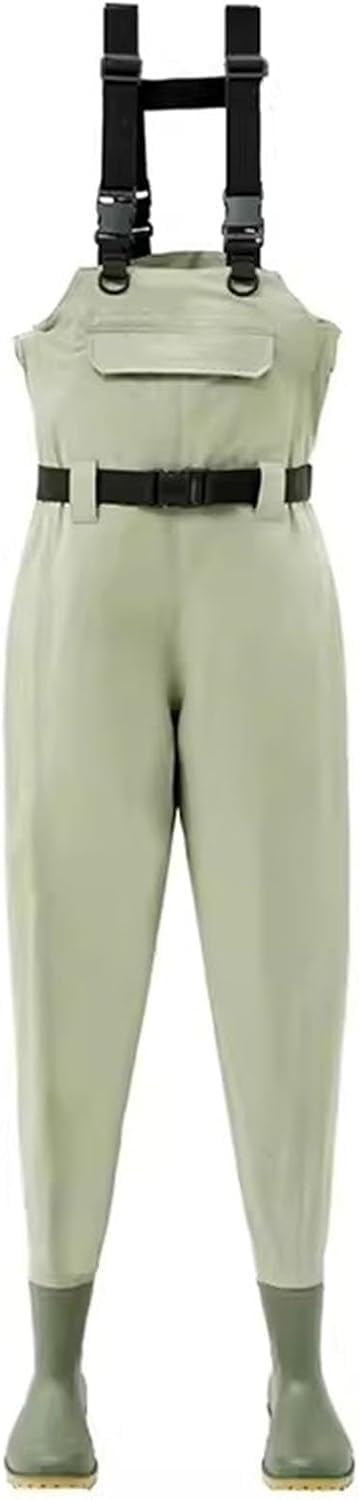 Wodoodporne i wytrzymałe Wodery do wędkarstwa muchowego dla mężczyzn i kobiet, 2-warstwowe spodniobuty z PVC/nylonu do wędkowania i polowań(Green,8)