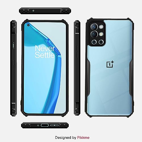 Image of Outlouders Back Cover for OnePlus 9R 5G | Ultra Hybrid Transparent | Full Camera Protection | Raised Edge | Crystal Clear Bumper Case (Black)