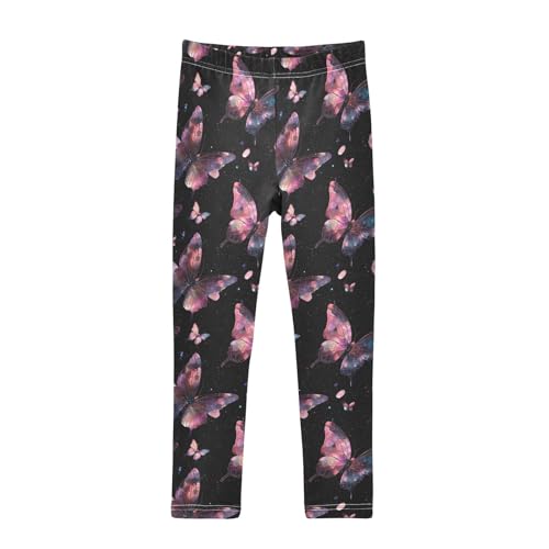 Galaxy Butterfly Pink Floral Girls Leggings Soft Stretch Workout Yoga Dance Pants for Kids Casual Tights