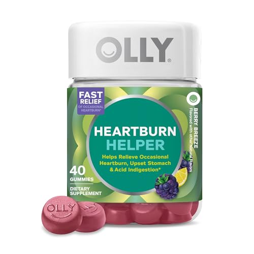 OLLY Heartburn Helper Gummy Supplement Fast Relief of Occasional Heartburn * Tricalcium Phosphate Berry Breeze Flavored 20 Servings - 40 Count