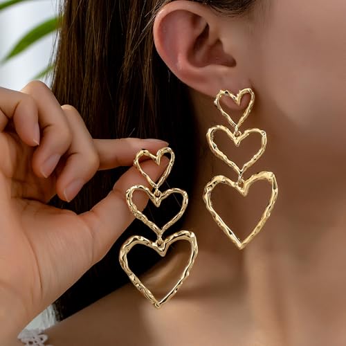Heart Dangle Earrings for Women Big Heart Earrings Long Drop Earrings Jewelry for Valentine's Day4