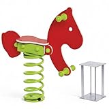 Spielturmking Federwippe Pony Schaukelwippe DIN EN 1176 geprüftes Wipptier für öffentliche Spielplätze, Kindergarten und Kommunen aus HDPE Kunststoff Federtier inkl Bodenanker