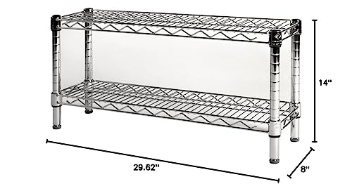 Shelving Inc. 8\" d x 30\" w Chrome Wire Shelving with 2 Tier Shelves, Weight Capacity 800lbs Per Shelf