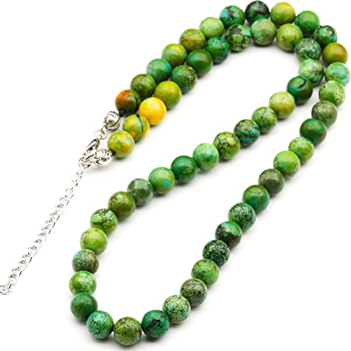 Natural Green Turquoise Beaded Choker Necklace | 8mm Handmade Gemstone Jewelry | Sagittarius Zodiac Chakra Crystal | Energy Protection Calm Communication Balance Gift for Women & Men