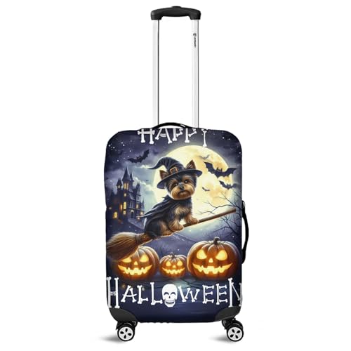 Happy Halloween Yorkshire Terrier Witch Pumpkins Bats Travel Luggage Cover Yorkie Dog Lover Gifts Suitcase Dust Protective Decor 13012
