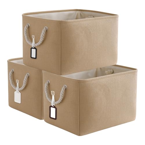 TcaFmac 収納ボックス 収納バスケット 収納かご 3個セット 折り畳み式 幅41*奥行31*高さ31cm ランドリーバスケット 洗濯かご 衣類収納ボックス 小物入れ おしゃれなインテリア雑貨 おもちゃ 車用 オフィス 引き出し ファブリック綿麻製 取