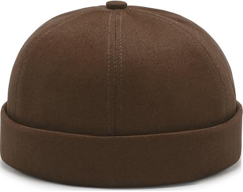 YeeHeen Dome Brimless Hats for Women Men Beanie Docker Cap Sailor Skull Cap Brown A