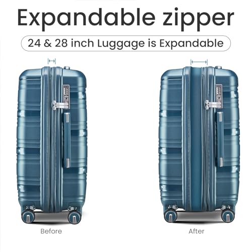 Luggage Sets, 4 Piece Suitcase Set 14/20/24/28 In, Expandable Carry On Luggage Set with Spinner Wheels, Hard Shell Luggage Sets With TSA Lock Peacock2