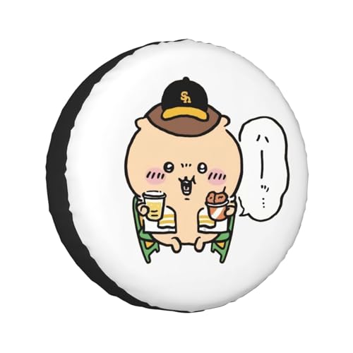 タイヤカバー ちいかわ くりまんじゅう スペアタイヤカバー おしゃれ タイヤ収納 防塵 防水 防紫外線 日焼け止 汚れ防止 劣化対策 タイヤバッグ 持ち運び便利 取付簡単 カー用品 14〜17インチ 屋外 軽自動車 普通車 汎用 15インチ:直径70-75