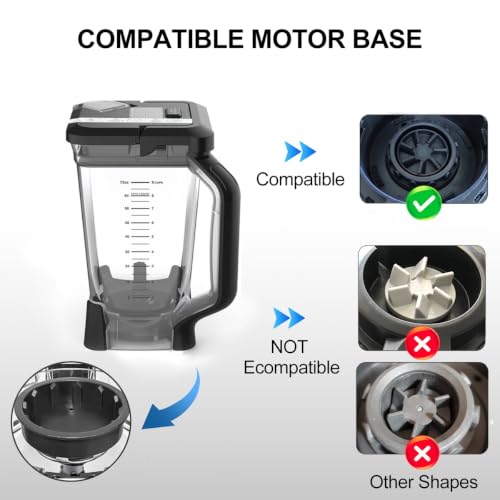 Image of Replacement Parts Compatible with Ninja Blender - 72oz Pitcher with Locking Lid, Vaso de Licuadora Ninja Blenders Cups Compatible with BN750 BN751 BN800 BN801 BN805 DB751A (BN750 BN751 series)
