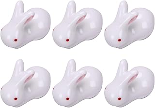 BESTOYARD 6 Pcs Ceramic Rabbit Chopstick Holders Cute Bunny Utensil Rests for Home Dining Table Kitchen Decor Easter Party Accessories