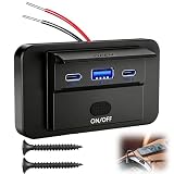 90W Toma USB 12V Coche Empotrable Cargador Doble Puerto 36W PD USB C