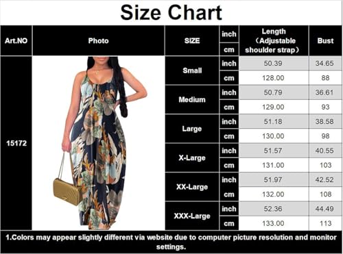 Image of Summer Dresses for Women Spaghetti Strap Beach Floor Length Maxi Sundresses | Floral Print,Casual,with Pockets