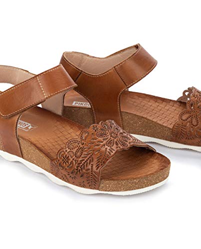 Image of PIKOLINOS Wedge Sandals Leather Mahon for Woman Brandy