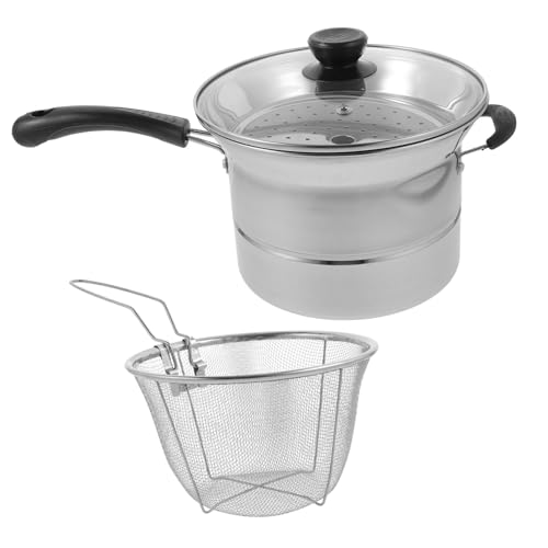 KICHOUSE Marmite avec Panier Et Couvercle Marmite à Vapeur pour Friture Petite à Poignée Unique pour Pâtes Nouilles Et Soupes