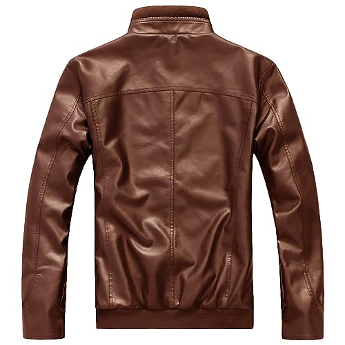 Chaqueta de cuero para hombre estilo motociclista miniatura 3