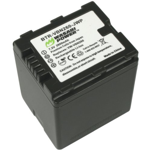 image for Wasabi Power Battery (2-Pack) and Charger for Panasonic VW-VBN260 and 