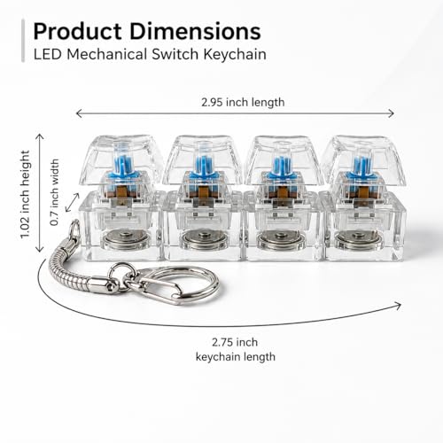 Image of Keyboard Keychain with LED Light, 4-Button Mechanical Clicker Fidget Toy for Stress Relief, Focus & Anxiety Relief, Portable Mini Keyboard Keyring Gift for Kids & Adults