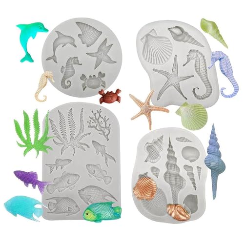 Winmiya 4Pcs Marine Theme Silicone Mould Set - Sea Shells an